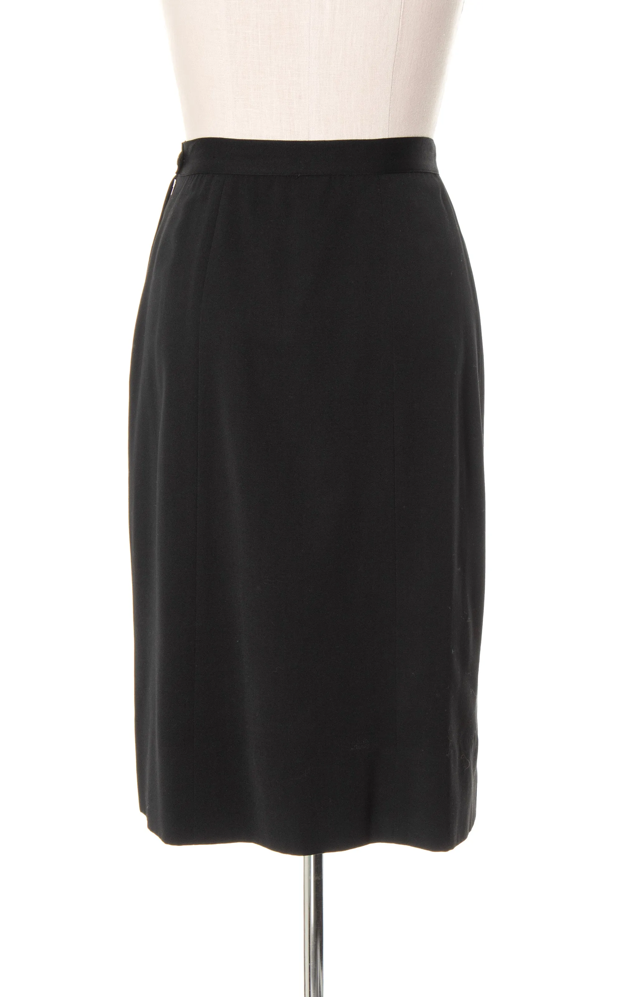 1940s 1950s Black Wool Gabardine Skirt | large
