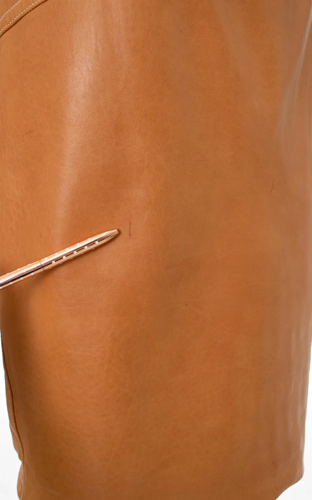 1980s ESCADA Buttery Brown Leather Pencil Skirt with Pocket | medium
