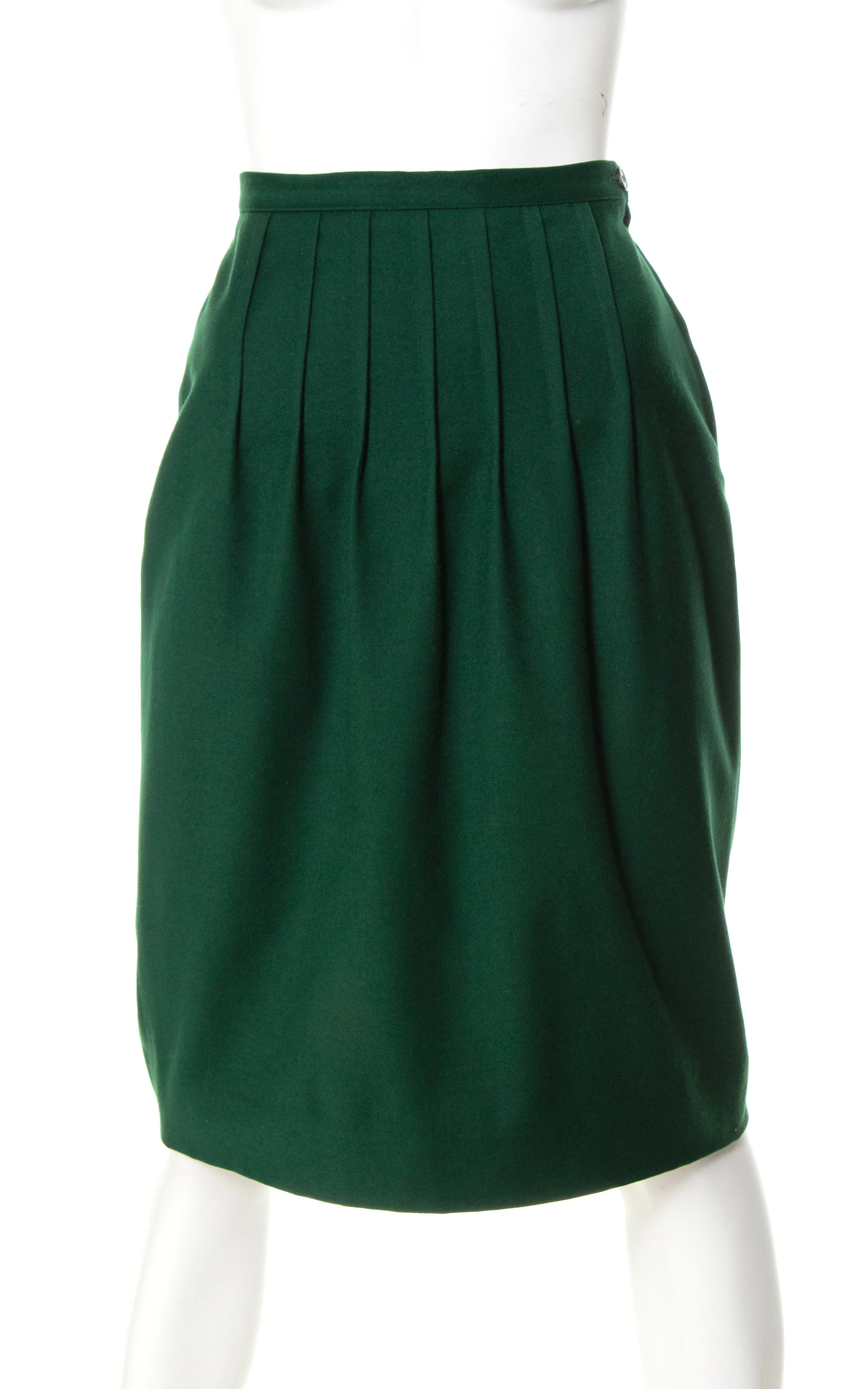 1980s GIORGIO ARMANI Forest Green Wool Pencil Skirt | small
