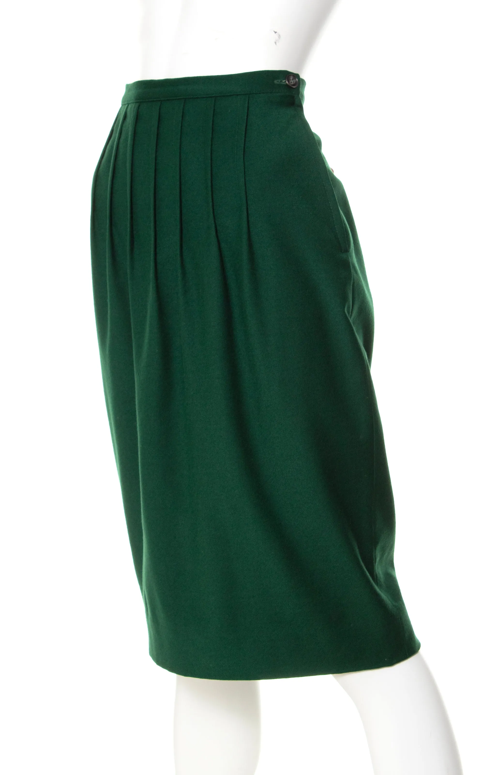 1980s GIORGIO ARMANI Forest Green Wool Pencil Skirt | small