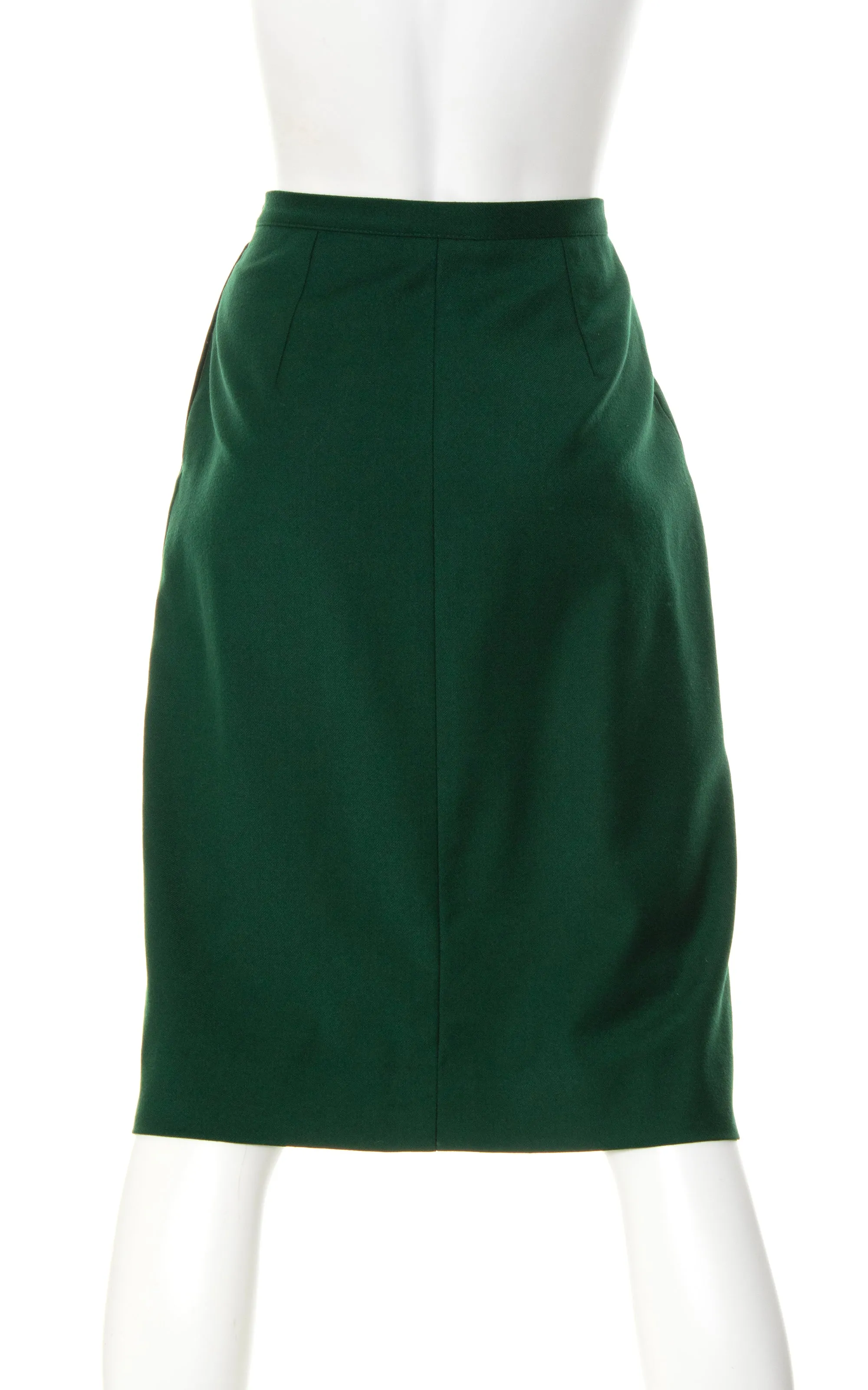 1980s GIORGIO ARMANI Forest Green Wool Pencil Skirt | small