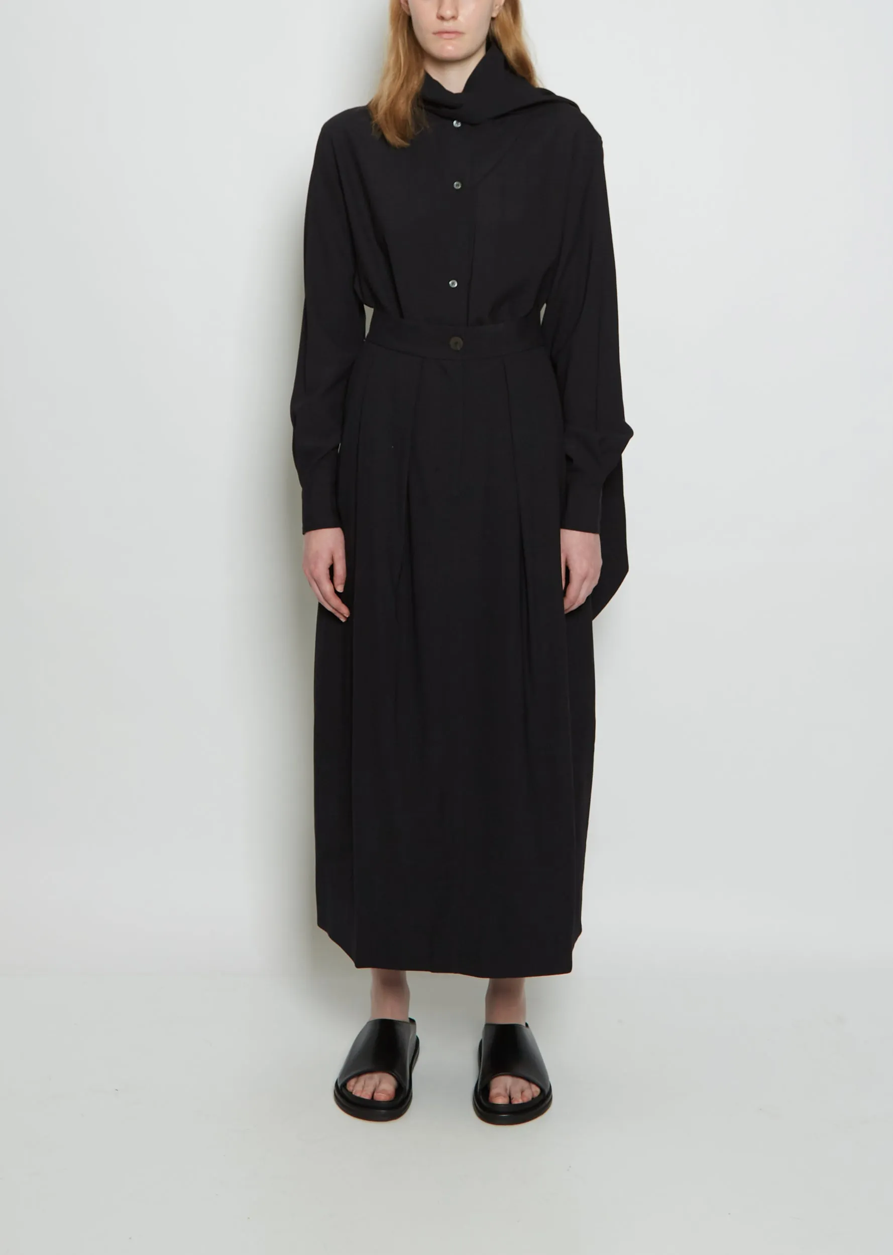 Bardi Double Pleat Viscose Wool Skirt