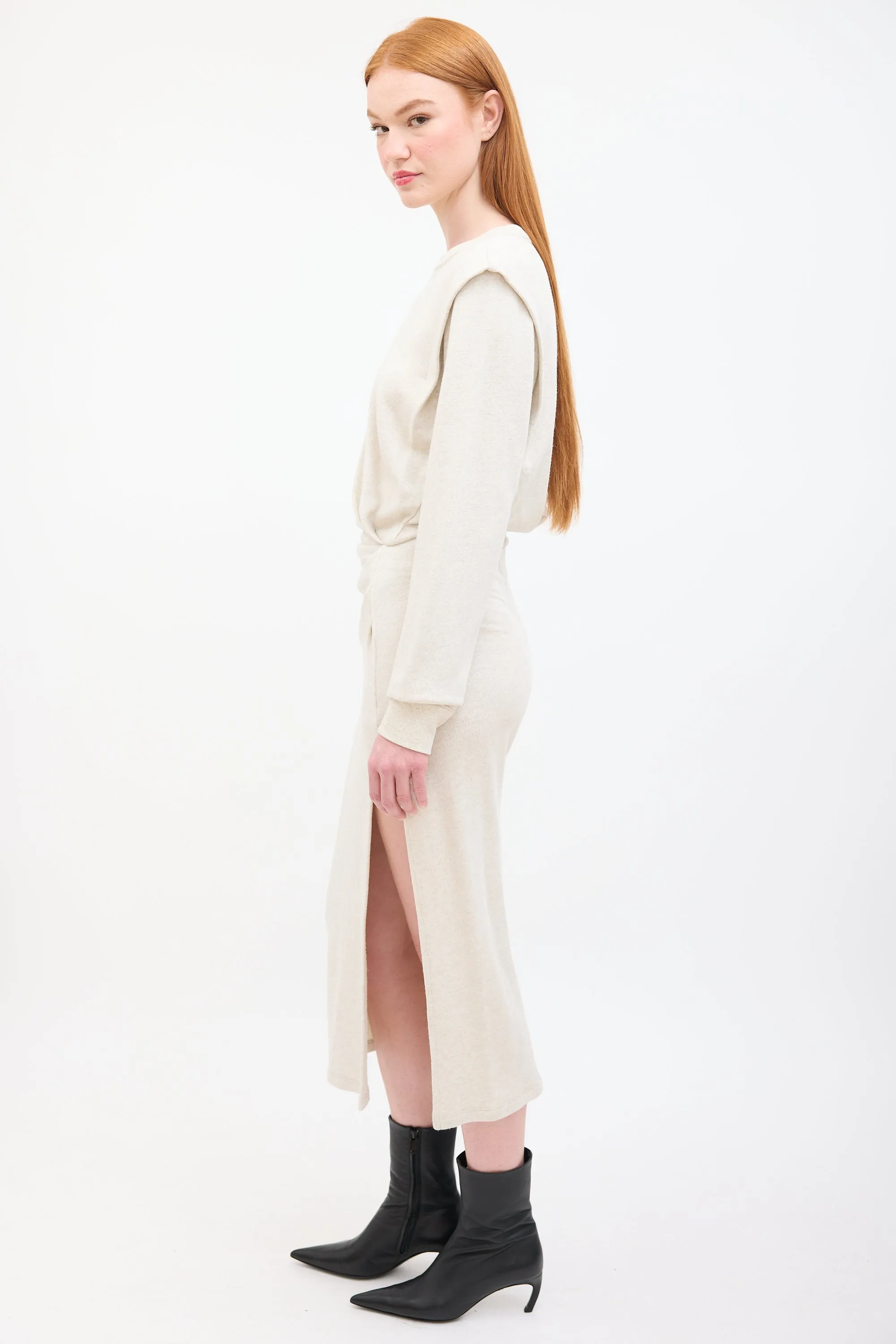 Beige Mafalda Sweatshirt Midi Dress