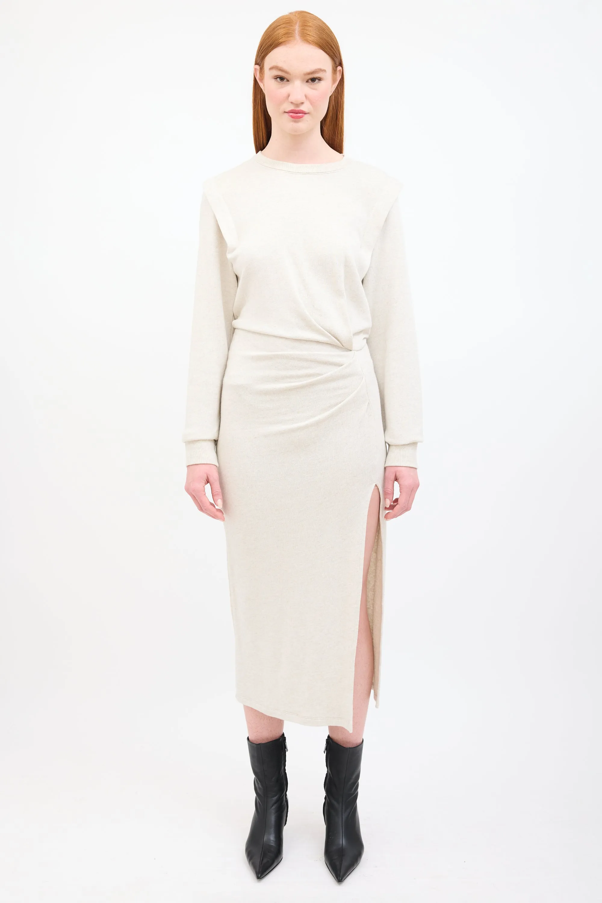 Beige Mafalda Sweatshirt Midi Dress