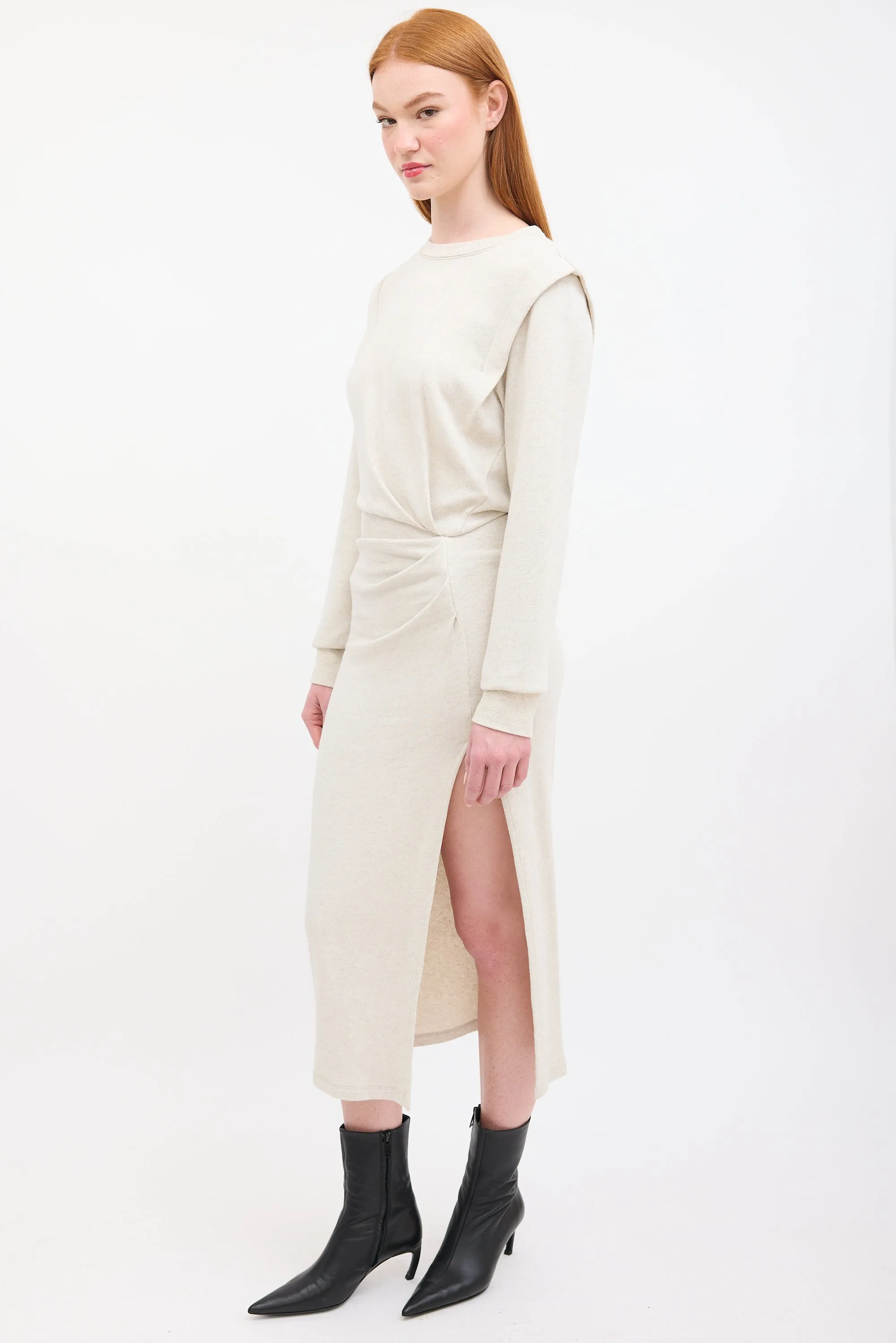 Beige Mafalda Sweatshirt Midi Dress
