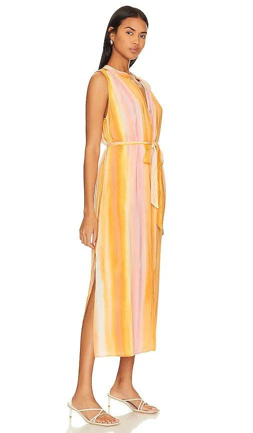 Bella Dahl Sleeveless Pleat Front Midi Dress in Orange