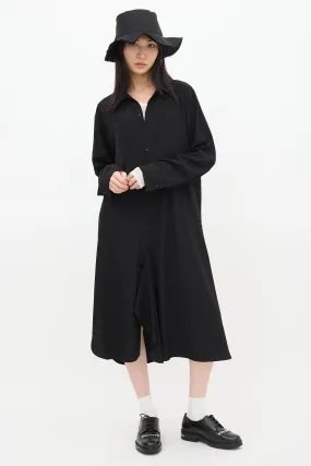 Black Button Up Asymmetric Shirt Dress
