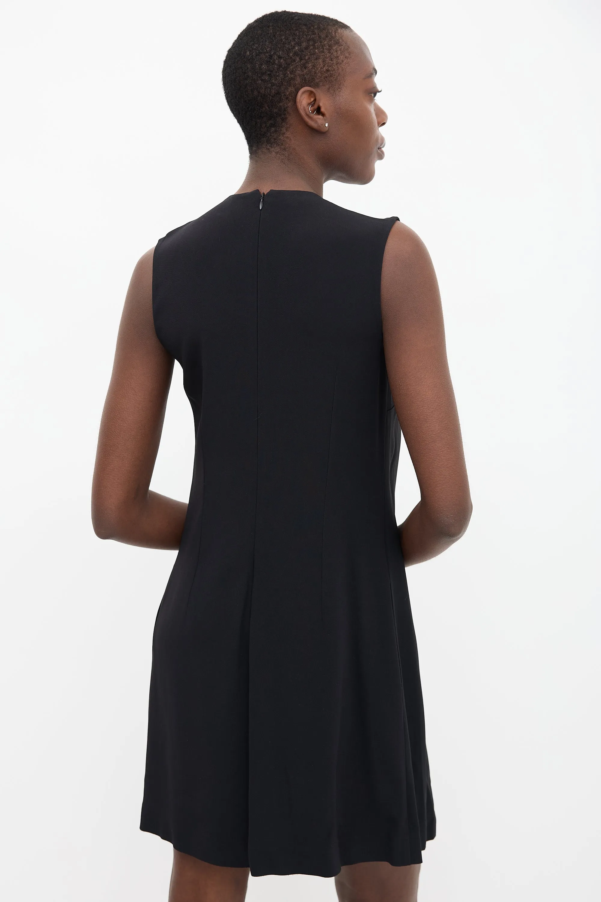Black Chain Scoop Neck Midi  Dress