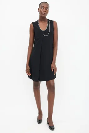 Black Chain Scoop Neck Midi  Dress