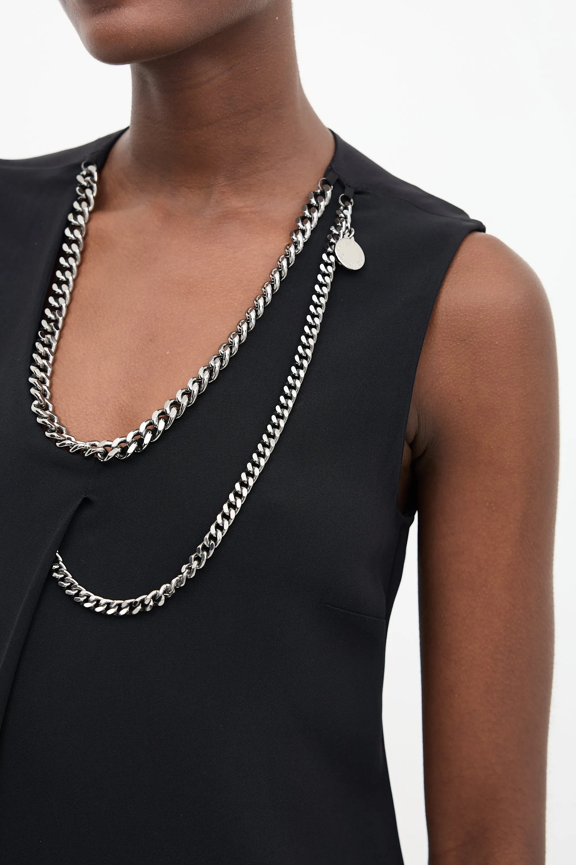 Black Chain Scoop Neck Midi  Dress