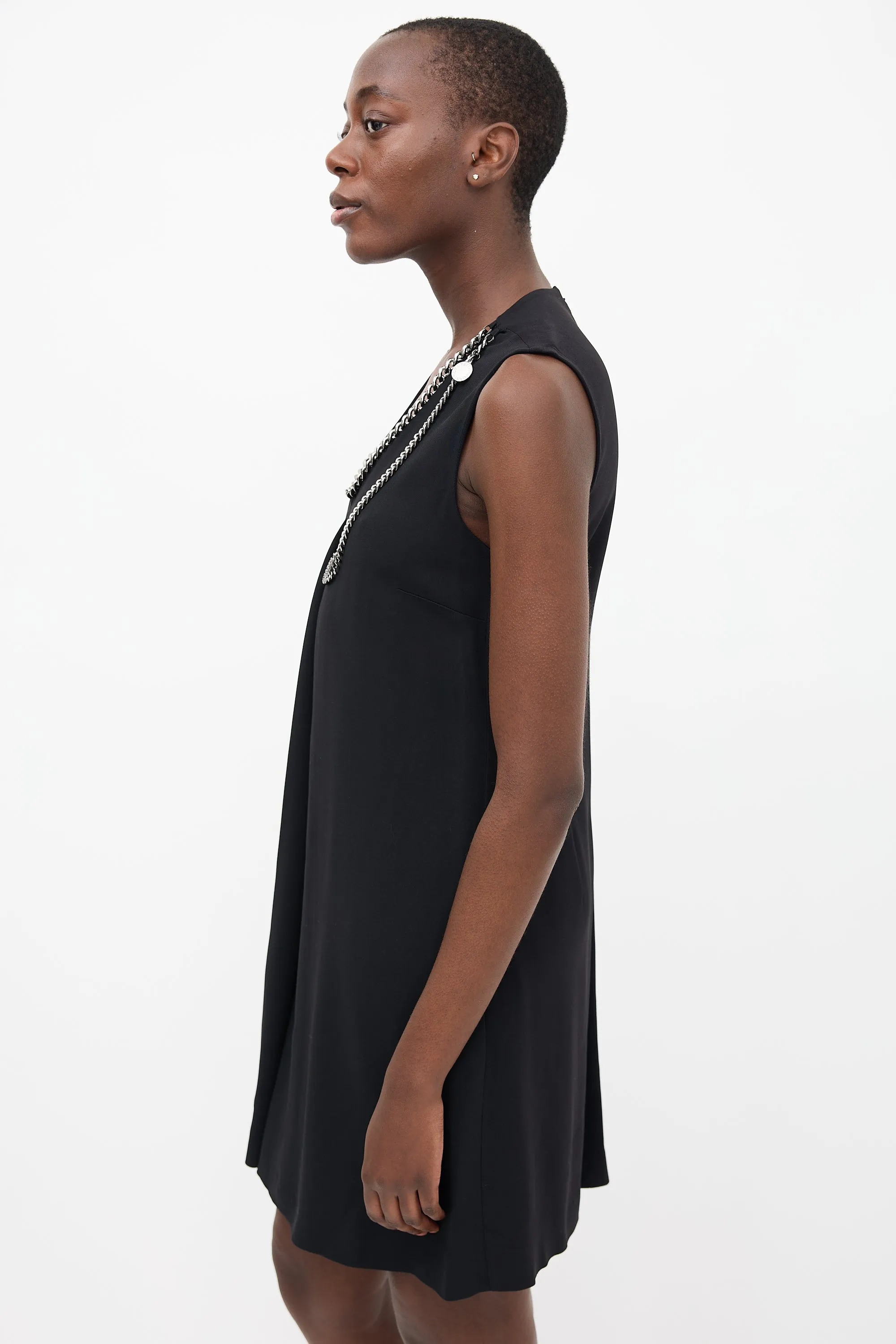 Black Chain Scoop Neck Midi  Dress