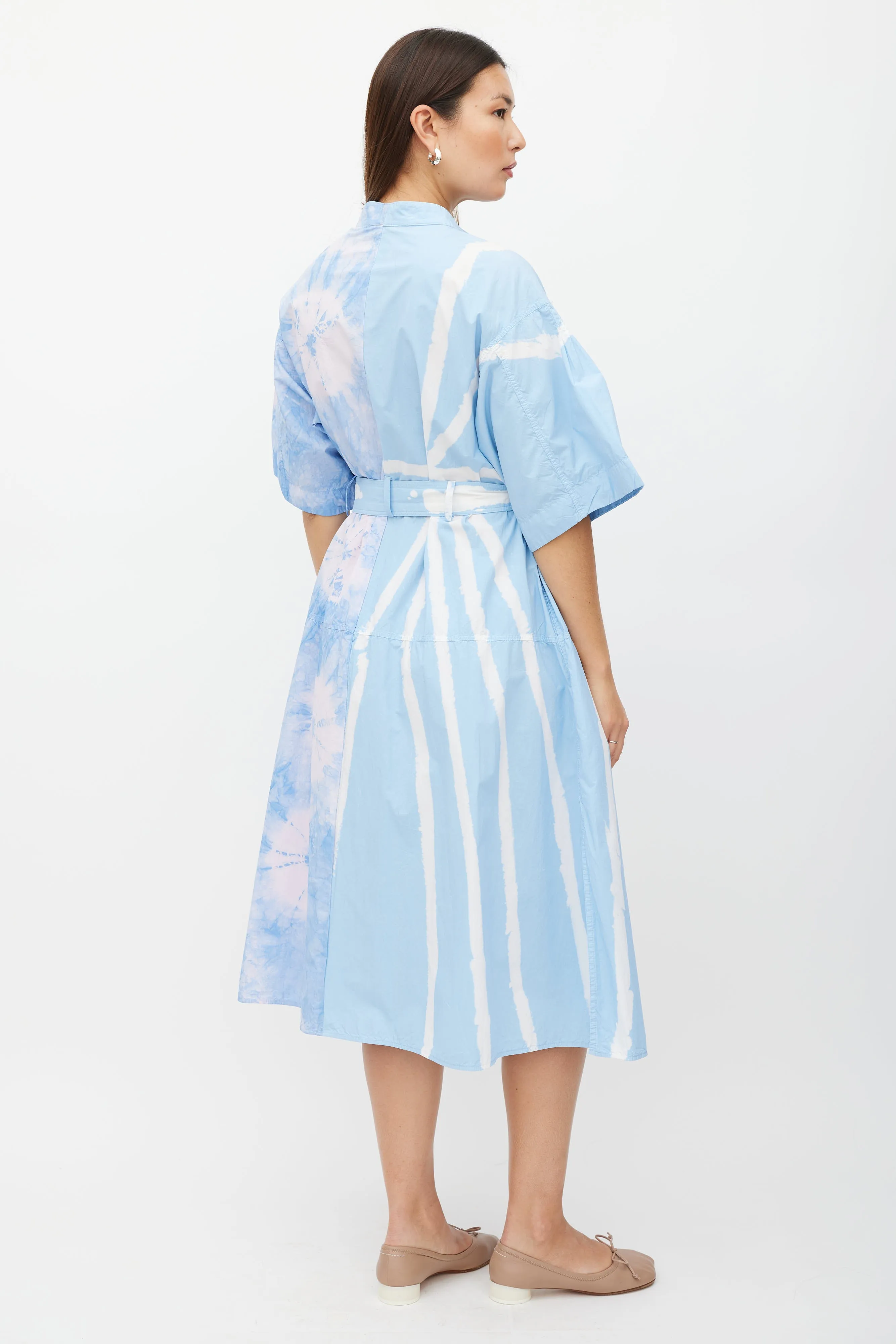 Blue & Multicolour Dye Button Up Dress