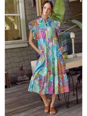 Button Up Short Sleeve Midi Dress