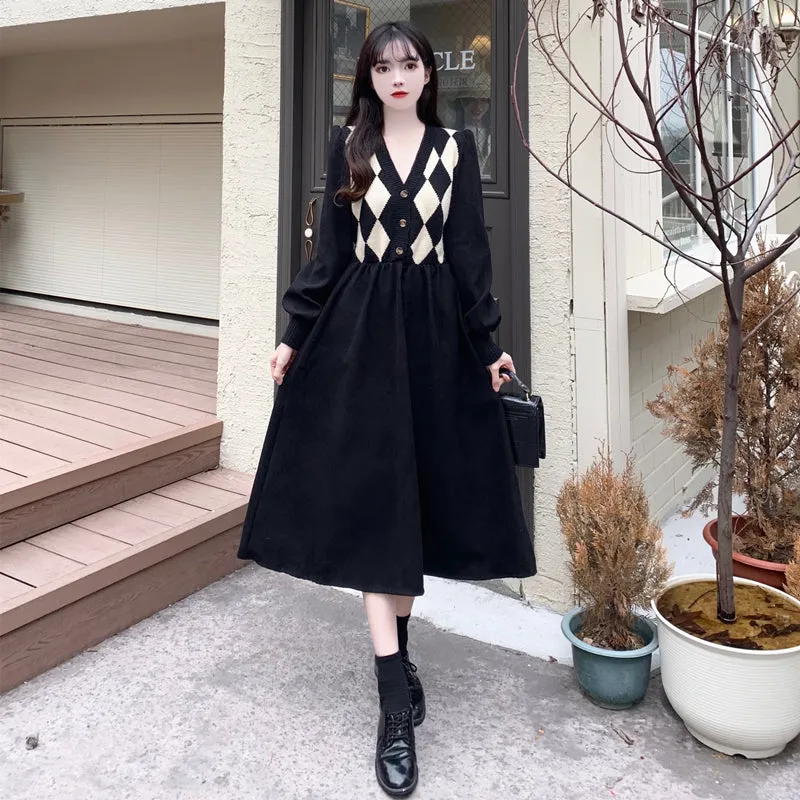 Checkered Pattern Button Up Midi Dress