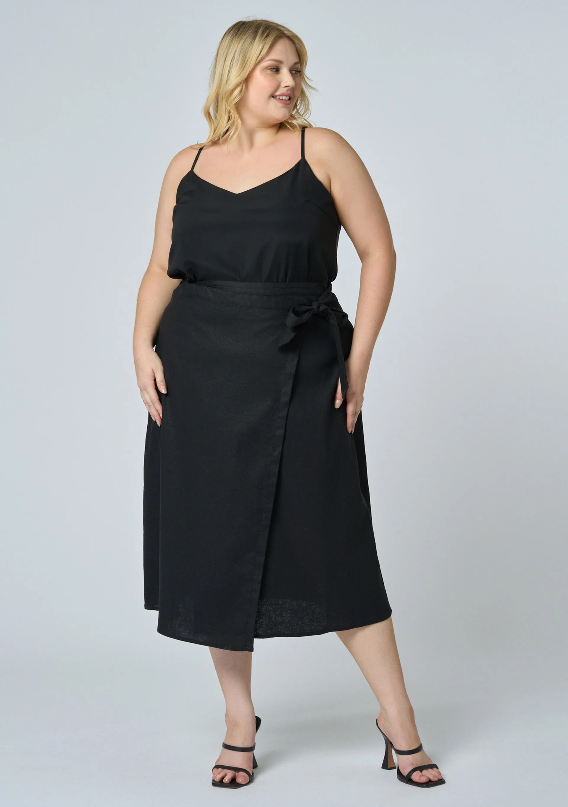 Gina Linen Wrap Skirt