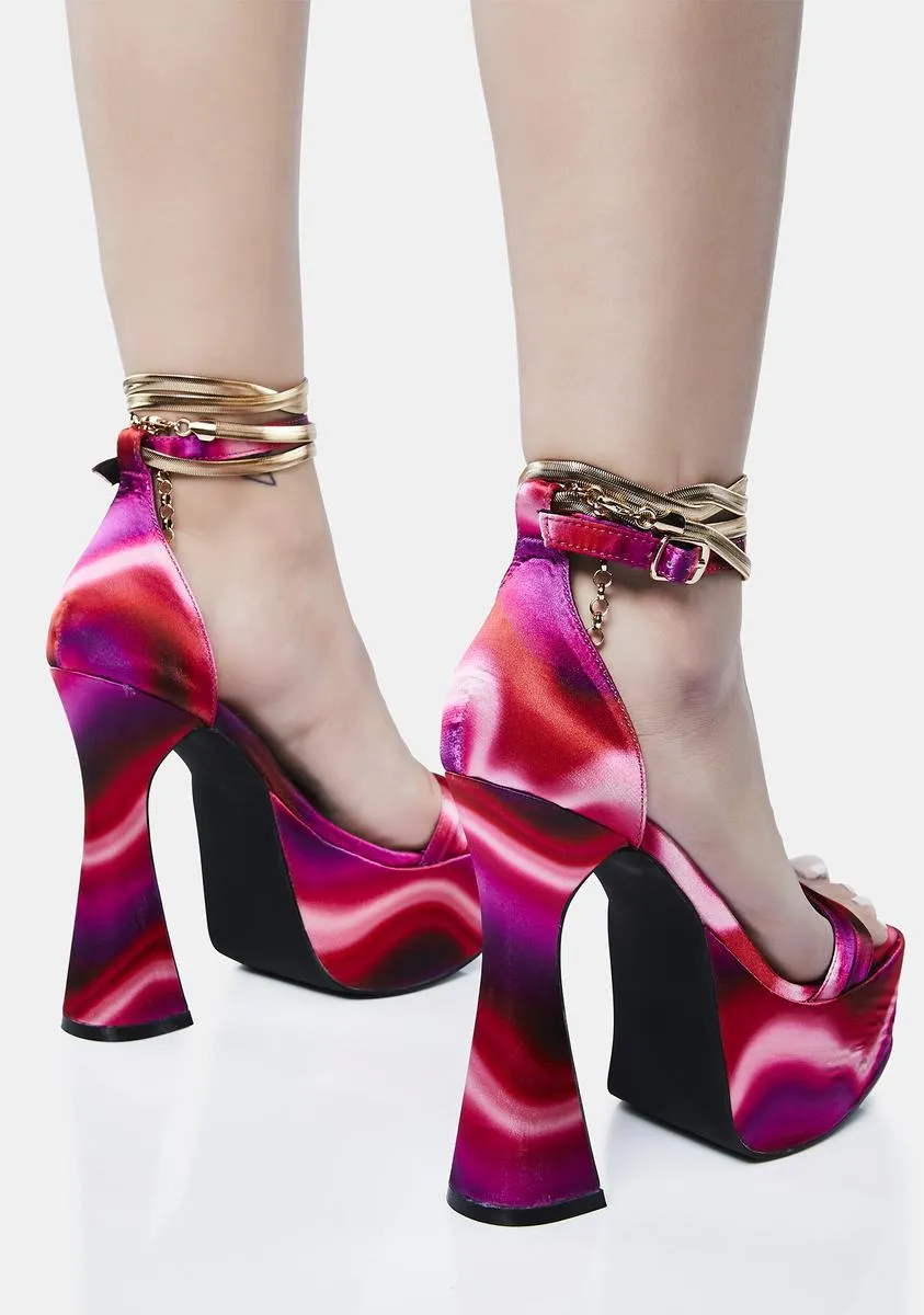 Hot Hypnotic Habits Chain Platform Heels