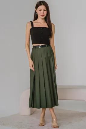 Lighthouse Pleat Skirt with Belt (Green)