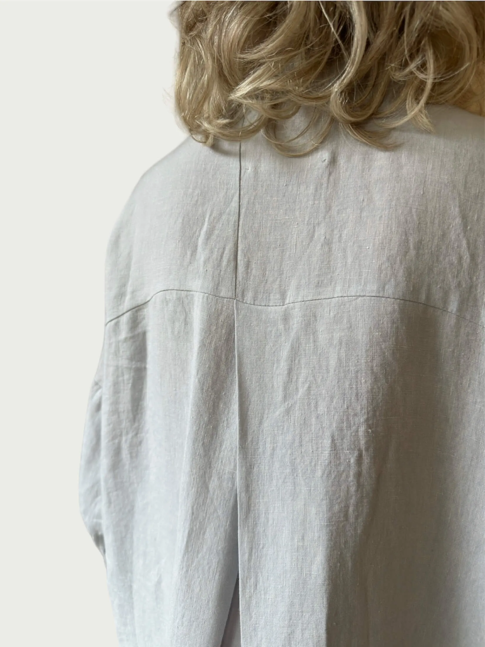 Linen Midi Shirt Dress in Porcelain