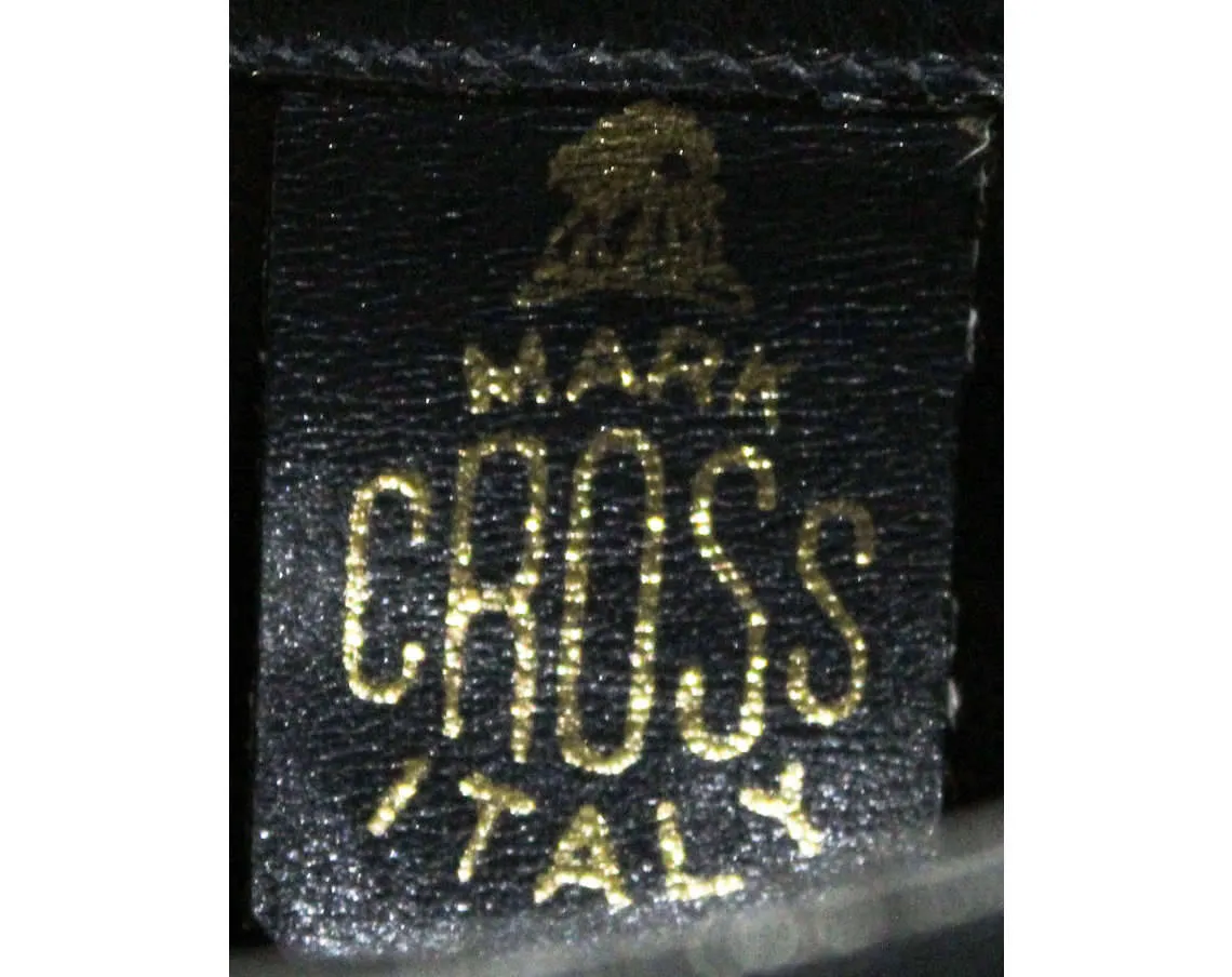 Mark Cross Purse - Designer 1980s Shoulder Bag - Supple Navy Blue Leather & Goldtone Logo - Adjustable Strap Handbag - Early 80s Flap Front
