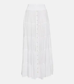 Melissa Odabash Dee High Waist Maxi Tiered Skirt, White