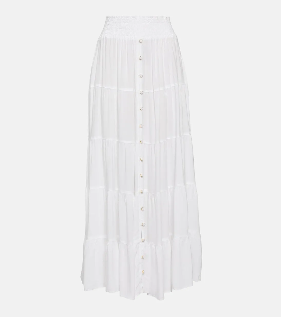 Melissa Odabash Dee High Waist Maxi Tiered Skirt, White