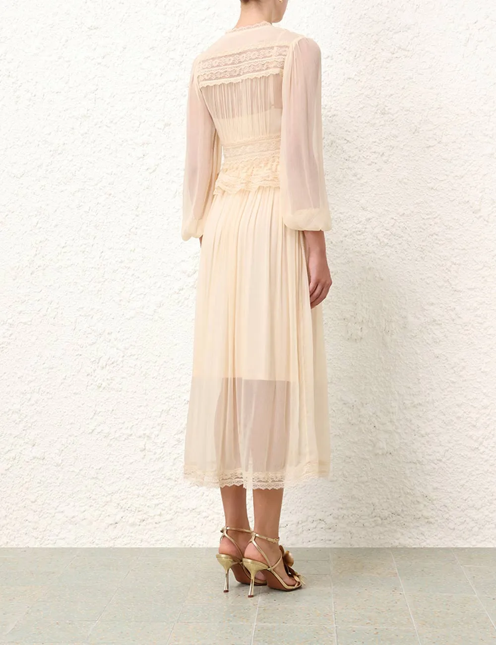 Natura V Neck Button Midi Dress