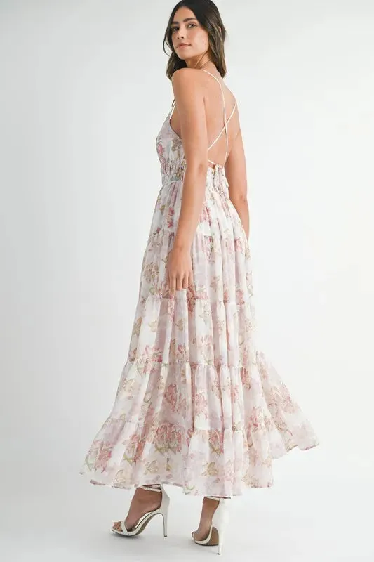 ONLINE EXCLUISVE MABLE Floral Print Tiered Cami Maxi Dress