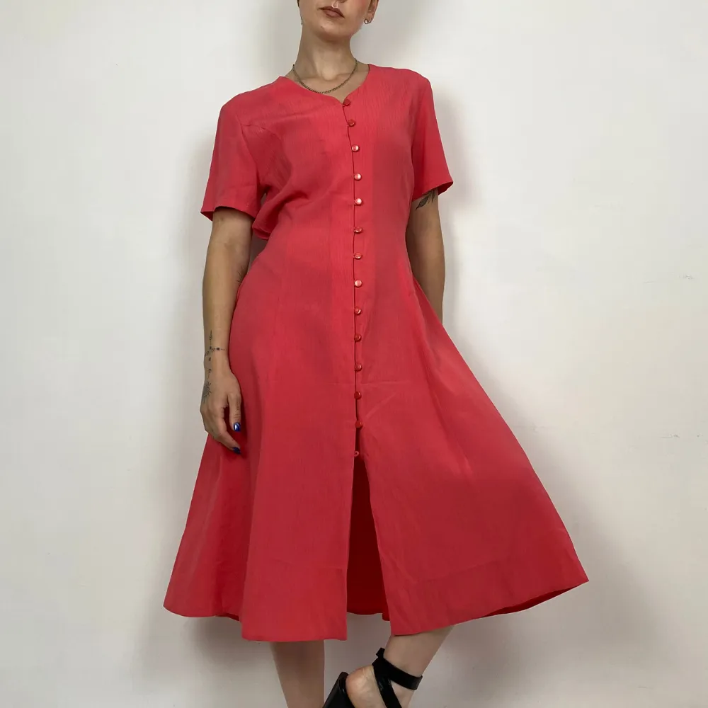 Rose Pink Button Up Dress - MEDIUM