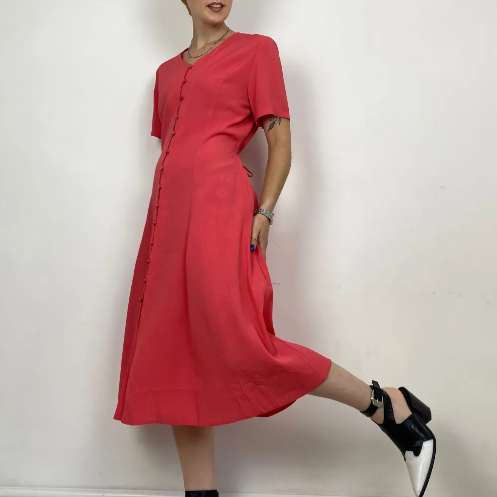 Rose Pink Button Up Dress - MEDIUM