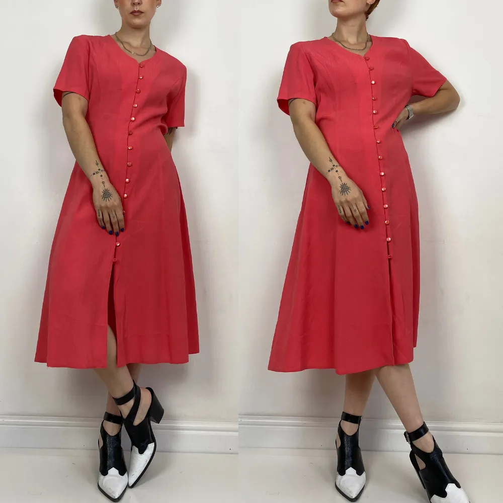 Rose Pink Button Up Dress - MEDIUM