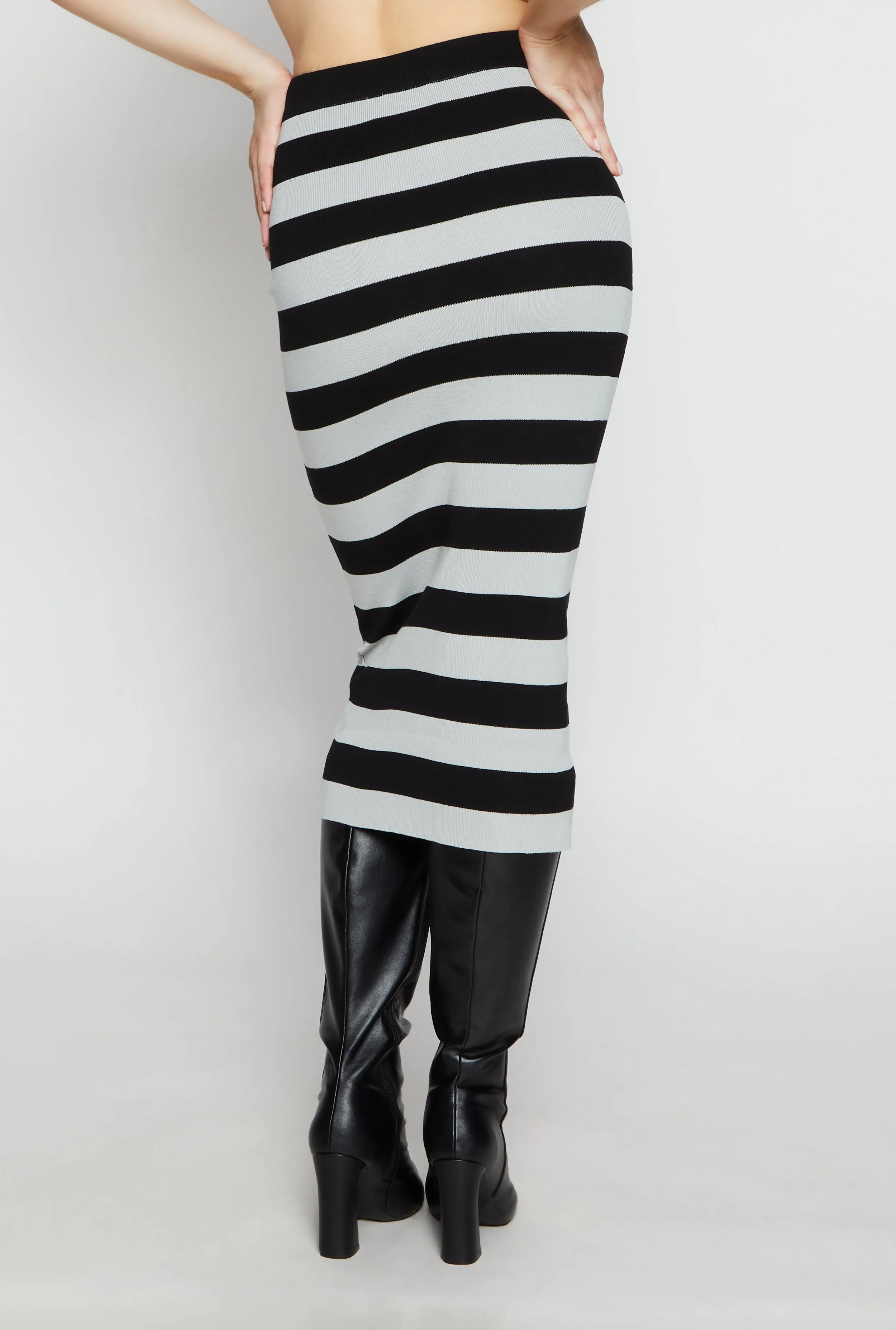 Striped High Waisted Pencil Skirt