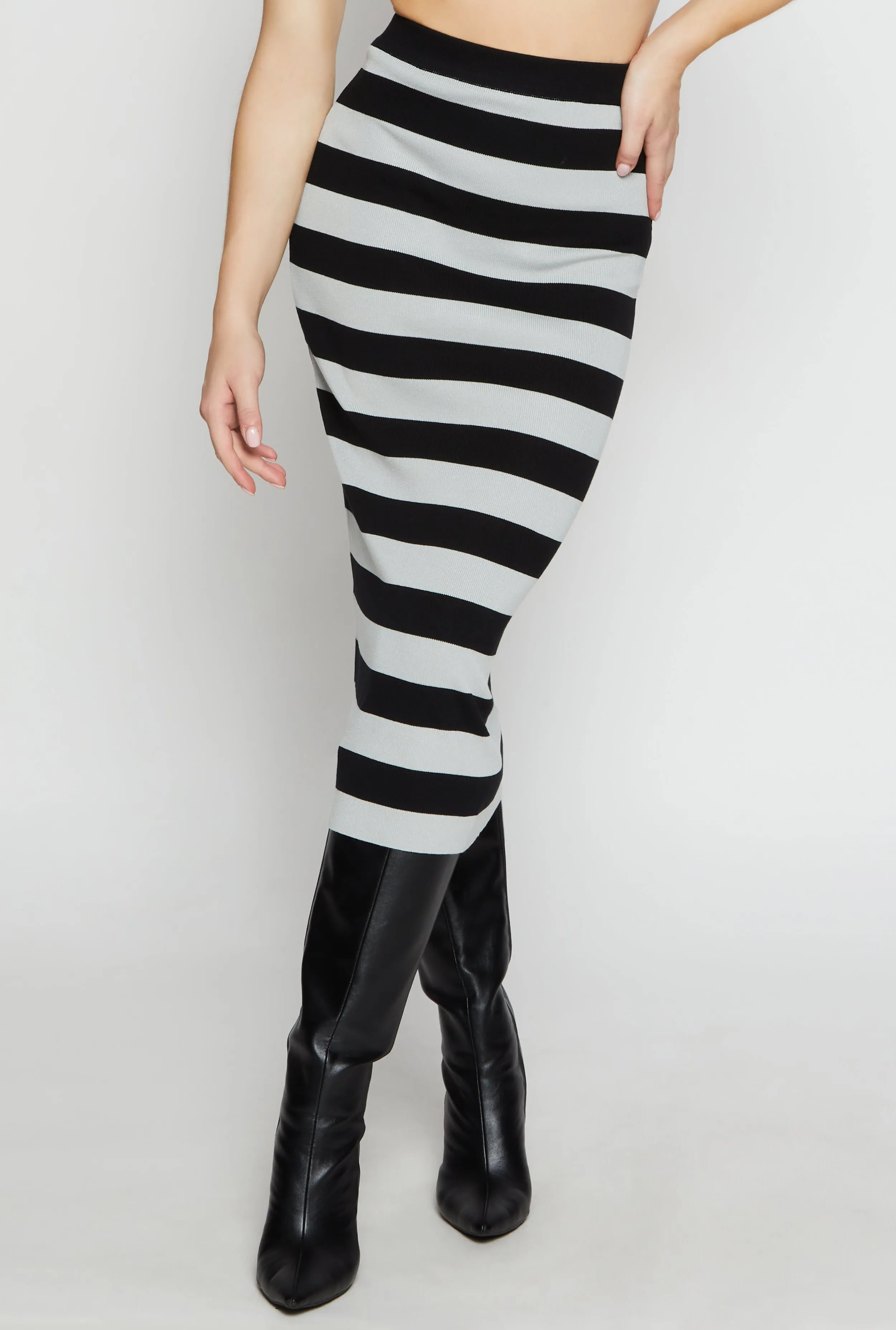 Striped High Waisted Pencil Skirt