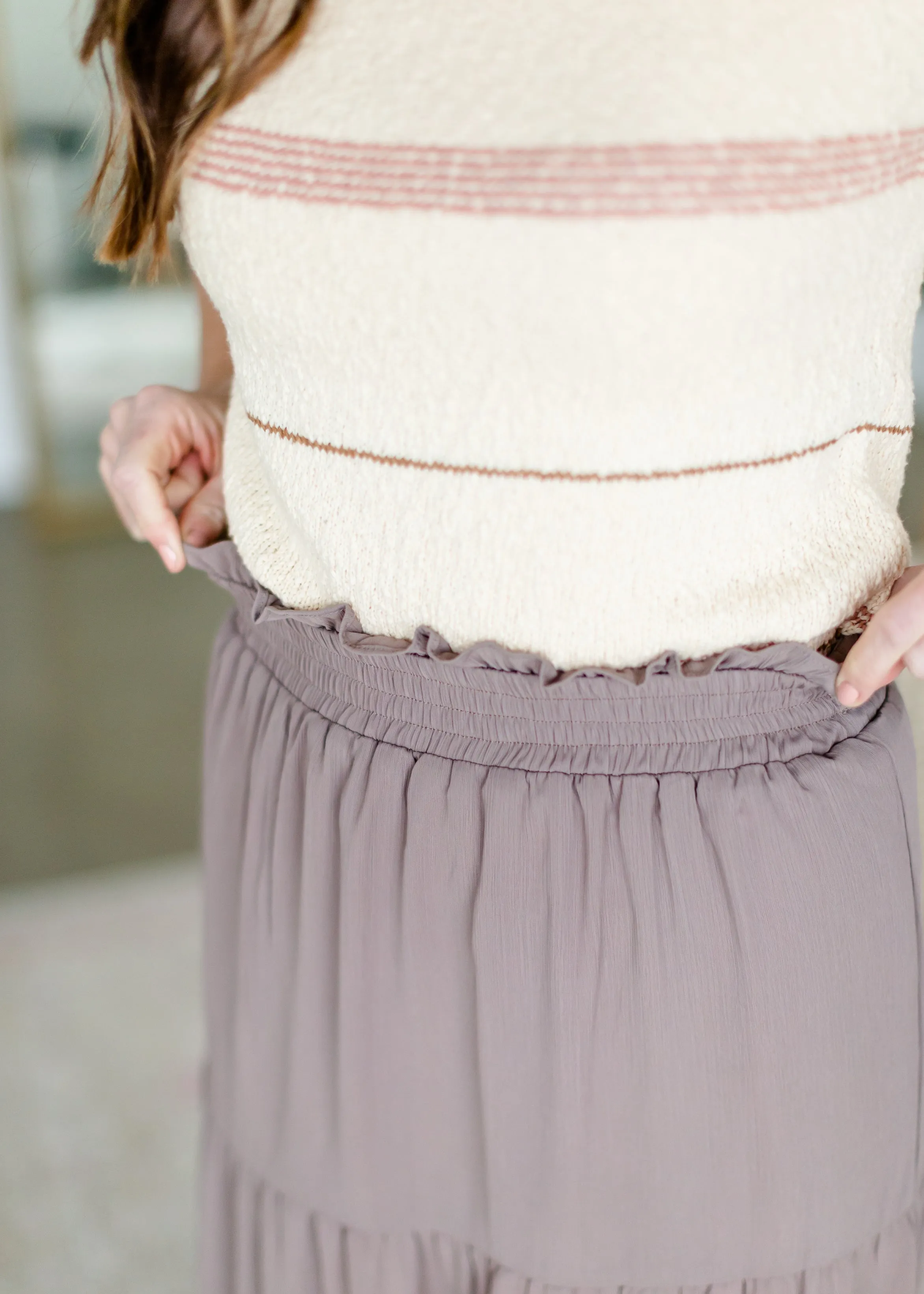Taupe Tiered Maxi Skirt - FINAL SALE