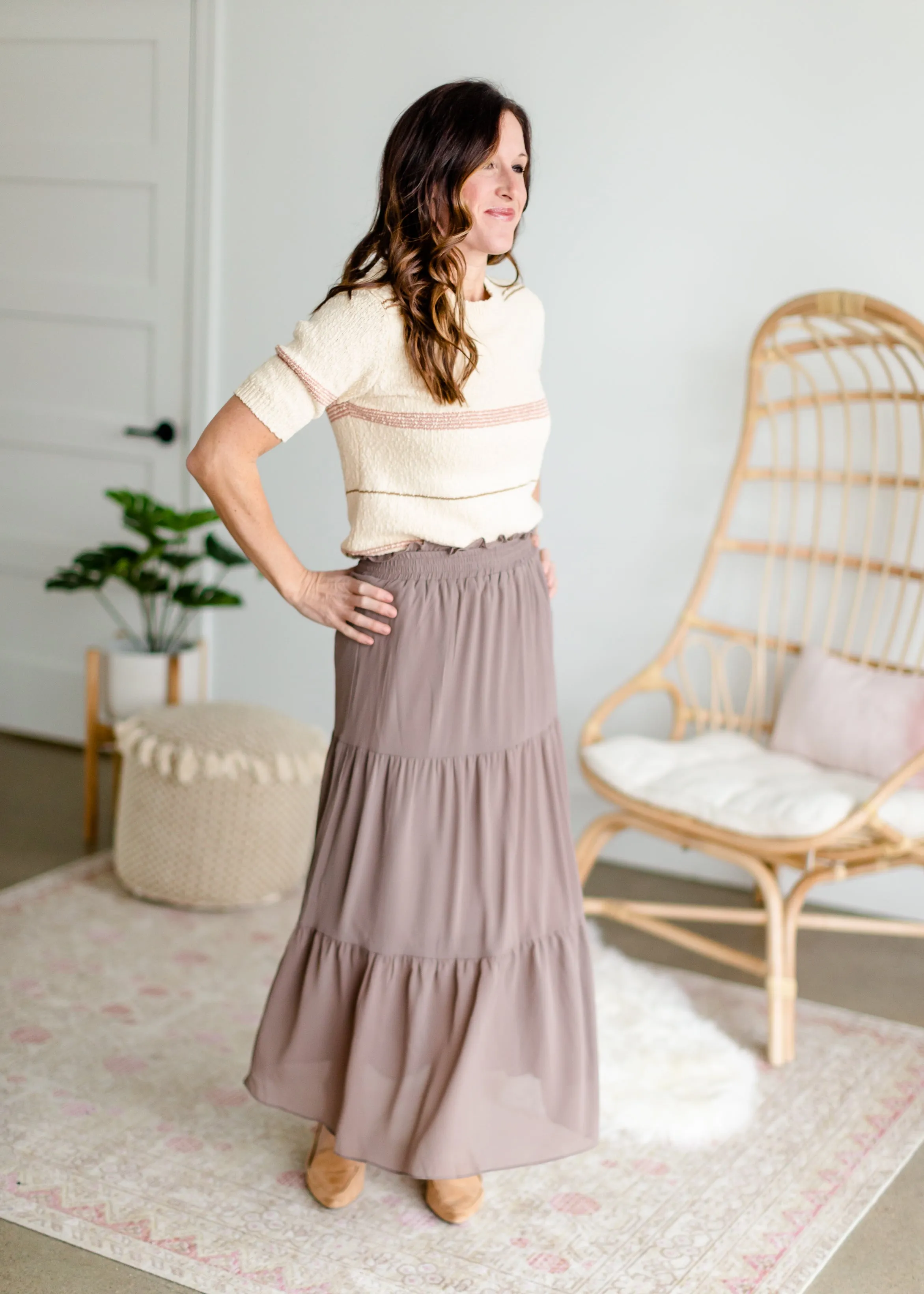Taupe Tiered Maxi Skirt - FINAL SALE