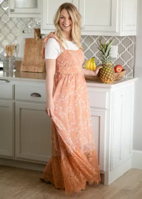 Terracotta Floral Tie Shoulder Maxi Dress - FINAL SALE