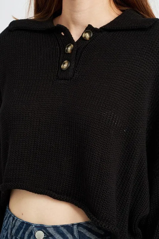 Trendy Chic Fashion Cropped Knit Top Sweater