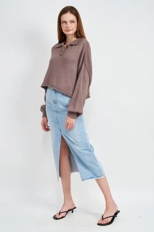 Trendy Chic Fashion Cropped Knit Top Sweater