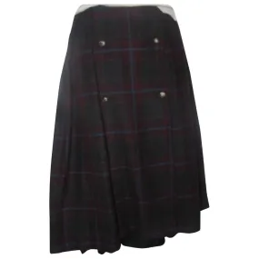 Vintage, Gucci, multicolored plaid cashmere blend, 'school girl' midi skirt with knife pleats, a button up front, & a sewn in lining